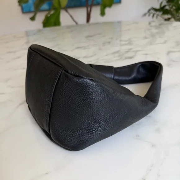 Quince Italian Leather Mini Bow Mini Shoulder Bag Pebbled Crossbody Gold Chain - Picture 8 of 14